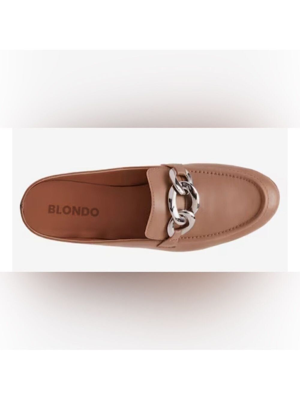 🔥NEW🔥 Blondo Brylee Sand Leather Mule Flats w Chic Silver metal detail size 8